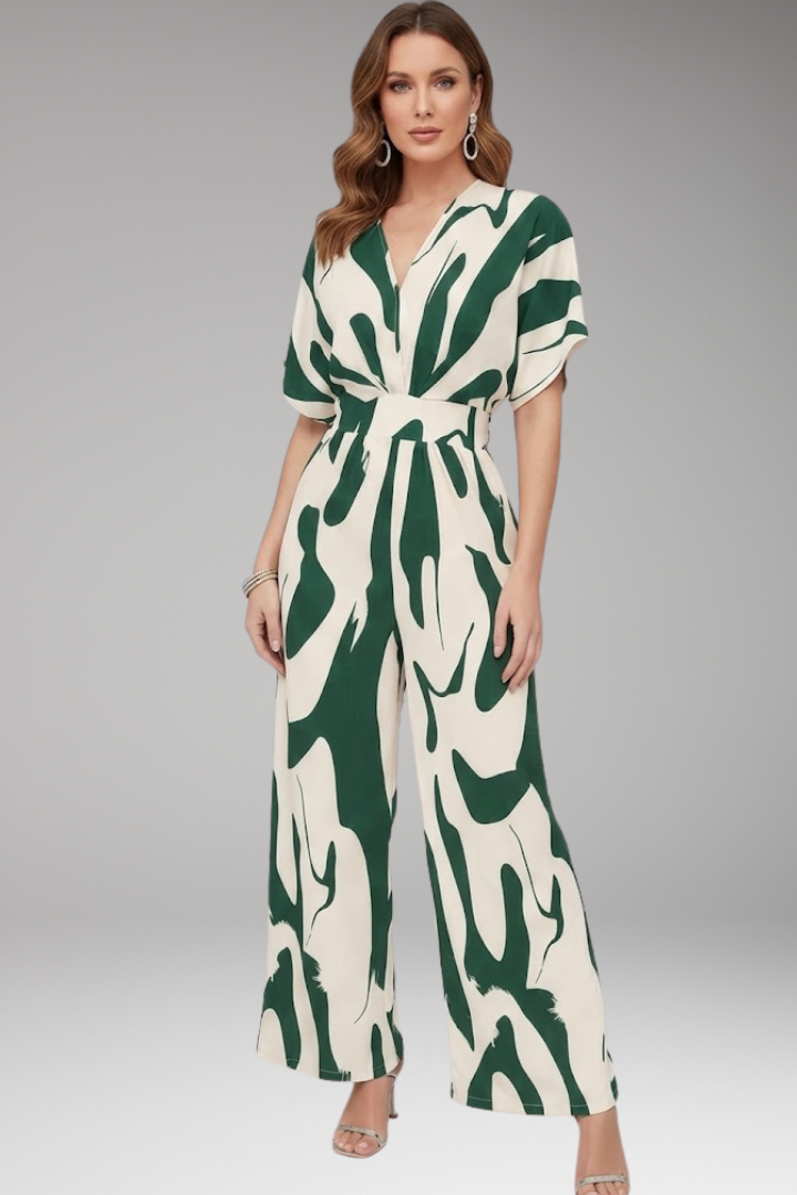 Women's Jumpsuit with Short Sleeve Design and Wide Legs