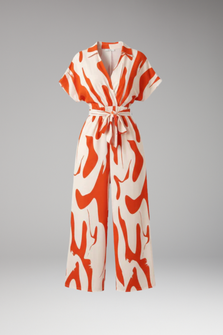 Women's Jumpsuit with Short Sleeve Design and Wide Legs