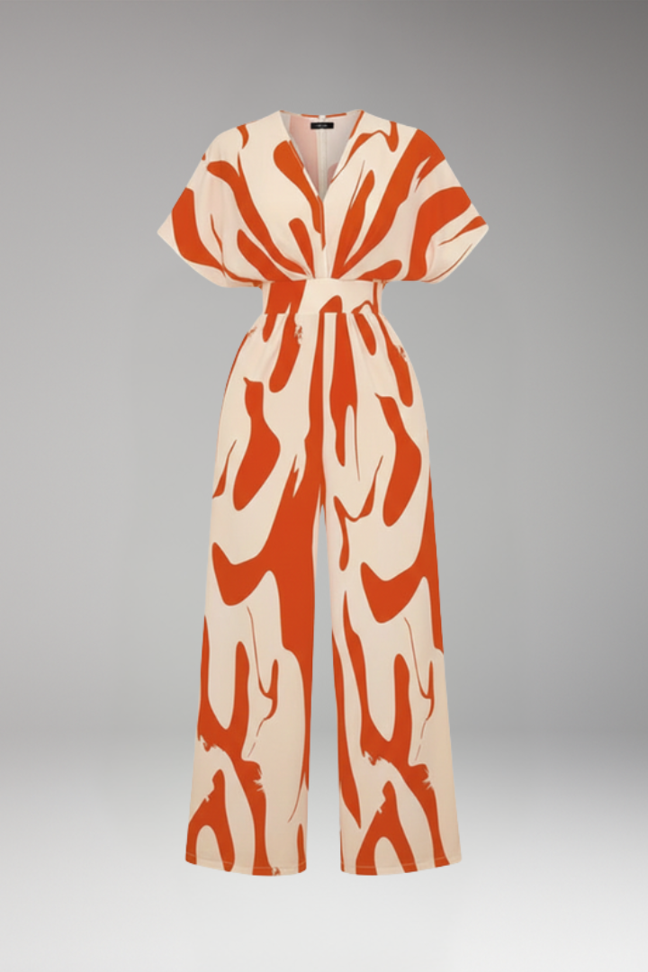 Women's Jumpsuit with Short Sleeves and Wide Legs