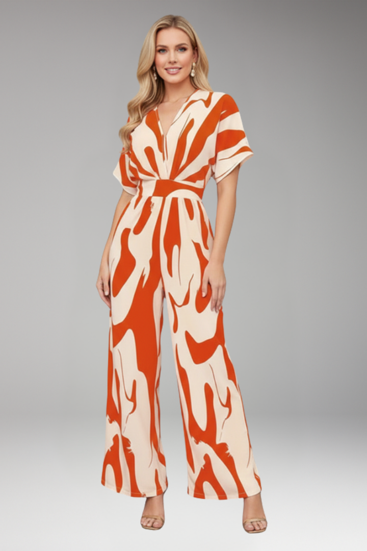 Women's Jumpsuit with Short Sleeves and Wide Legs