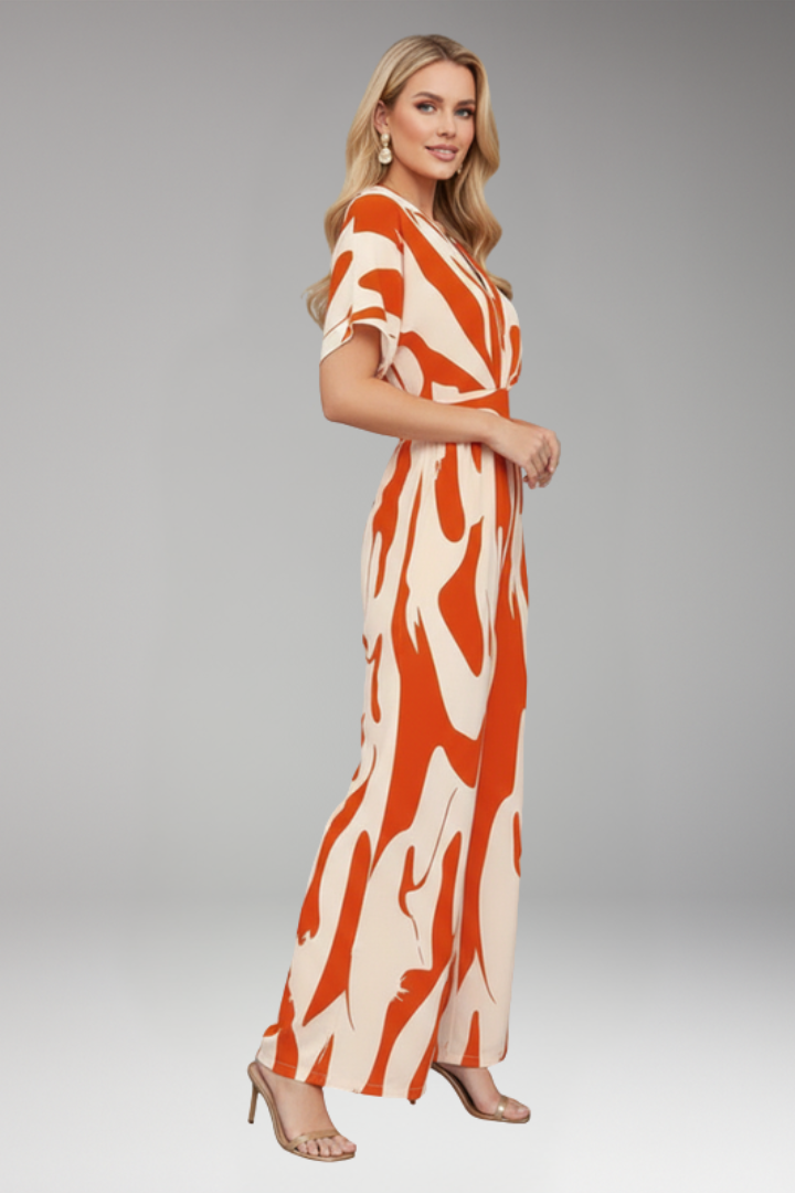 Women's Jumpsuit with Short Sleeves and Wide Legs