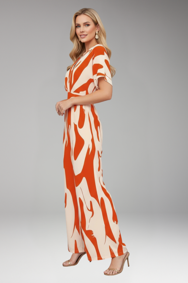 Women's Jumpsuit with Short Sleeves and Wide Legs