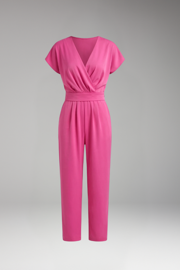 Women's Jumpsuit with Short Sleeves and Straight Leg