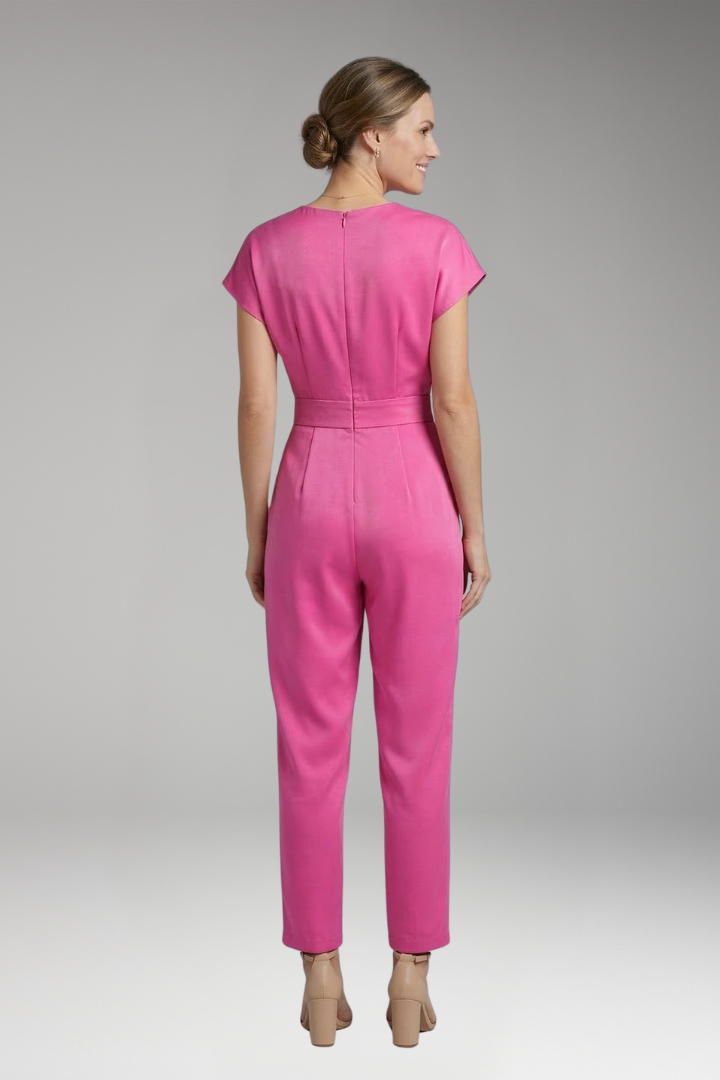 Women's Jumpsuit with Short Sleeves and Straight Leg