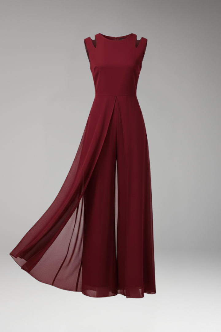 Women's Jumpsuit with Shoulder Cutouts and Wide Legs