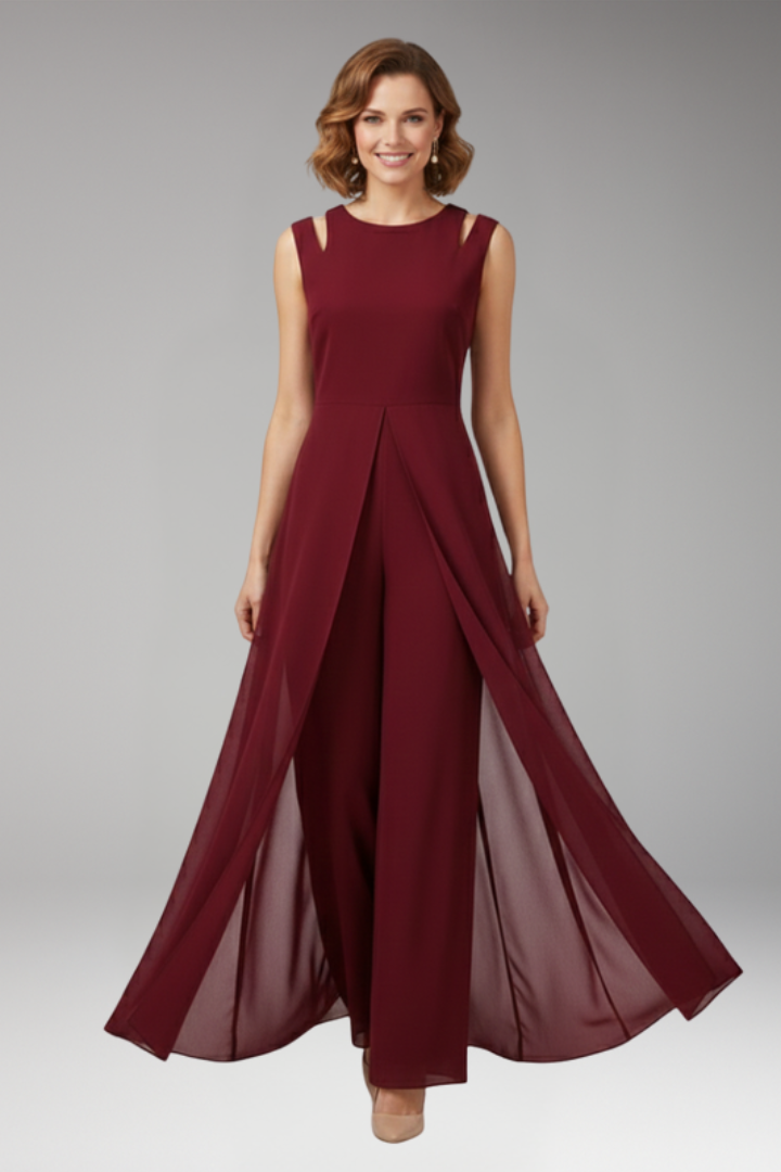 Women's Jumpsuit with Shoulder Cutouts and Wide Legs