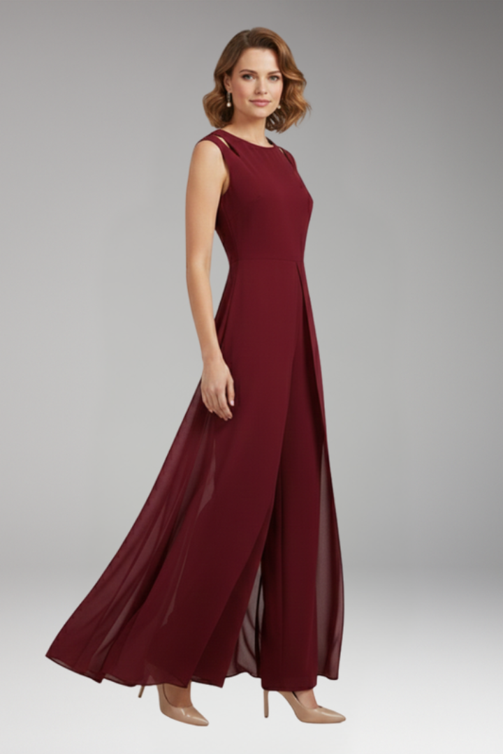 Women's Jumpsuit with Shoulder Cutouts and Wide Legs