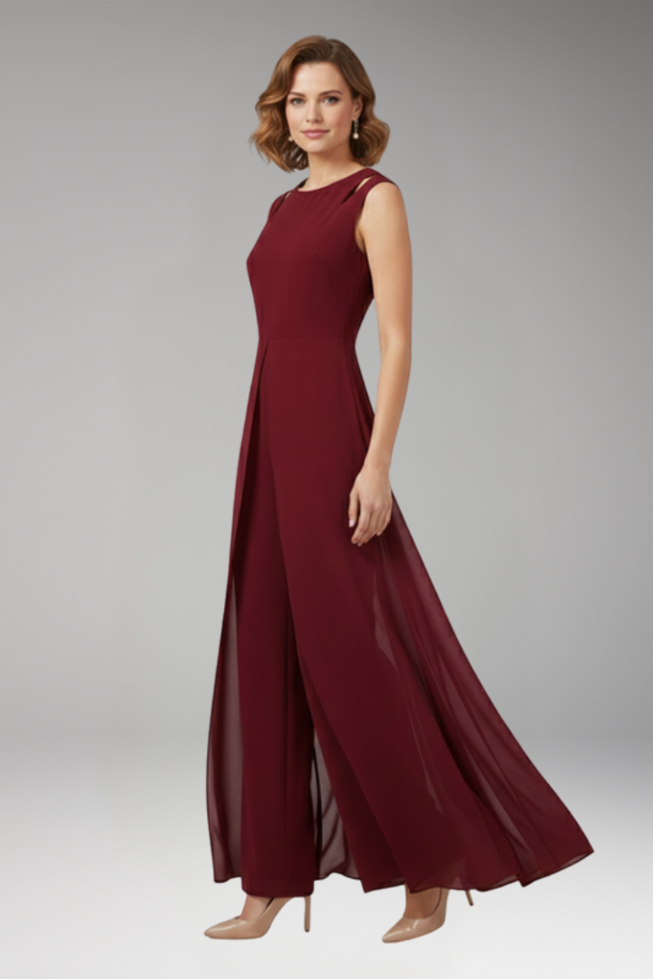 Women's Jumpsuit with Shoulder Cutouts and Wide Legs