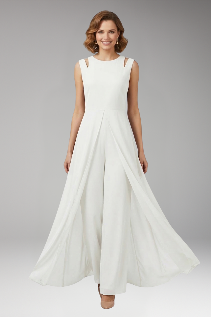 Women's Jumpsuit with Shoulder Cutouts and Wide Legs