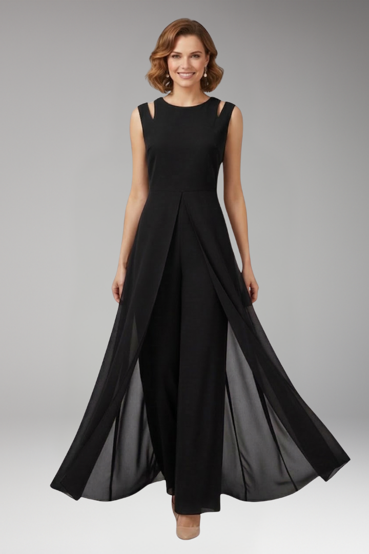 Women's Jumpsuit with Shoulder Cutouts and Wide Legs
