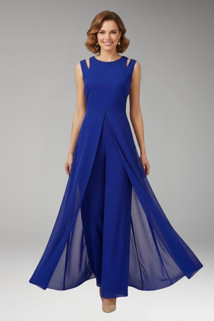 Women's Jumpsuit with Shoulder Cutouts and Wide Legs