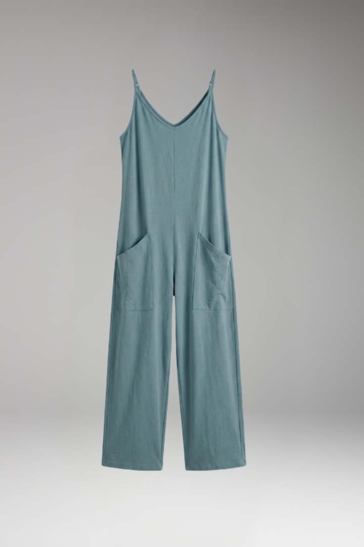 Women's Jumpsuit with Shoulder Straps and Patch Pockets