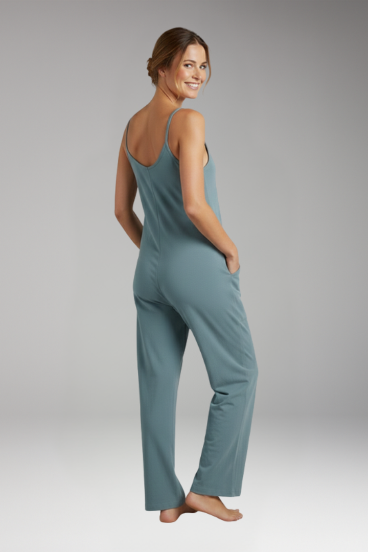 Women's Jumpsuit with Shoulder Straps and Patch Pockets