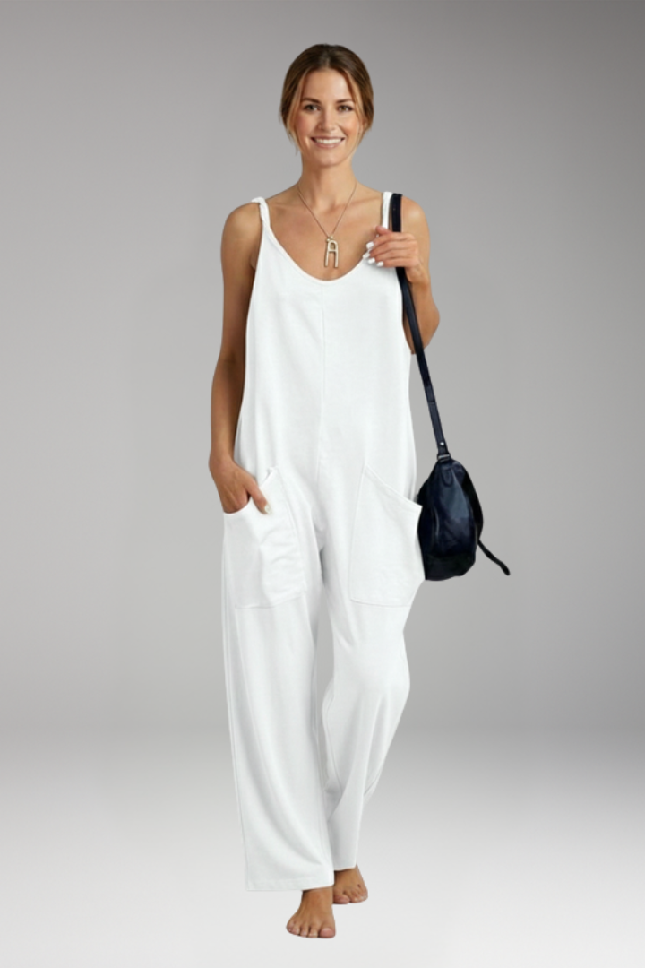 Women's Jumpsuit with Shoulder Straps and Patch Pockets