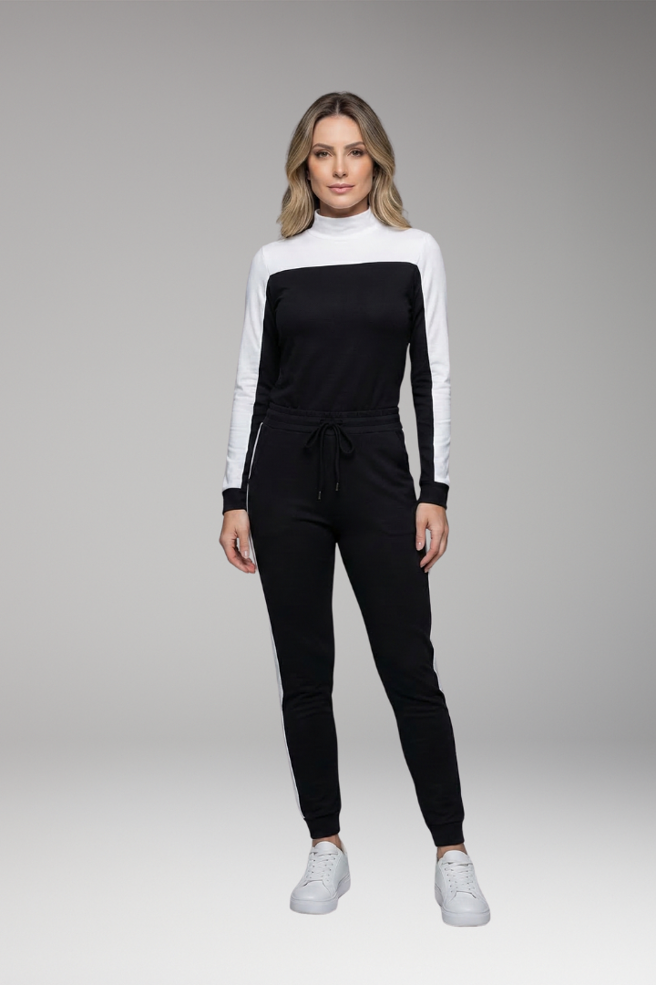 Women's Jumpsuit with Side Stripes and Drawstring Waist