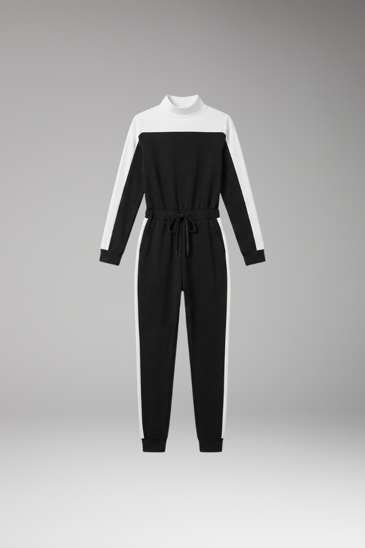 Women's Jumpsuit with Side Stripes and Drawstring Waist