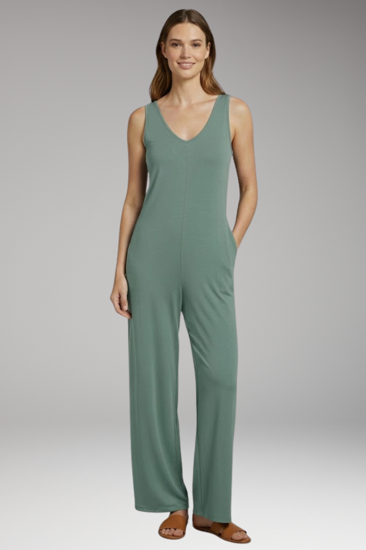 Women's Jumpsuit with Sleeveless Design and Side Pockets
