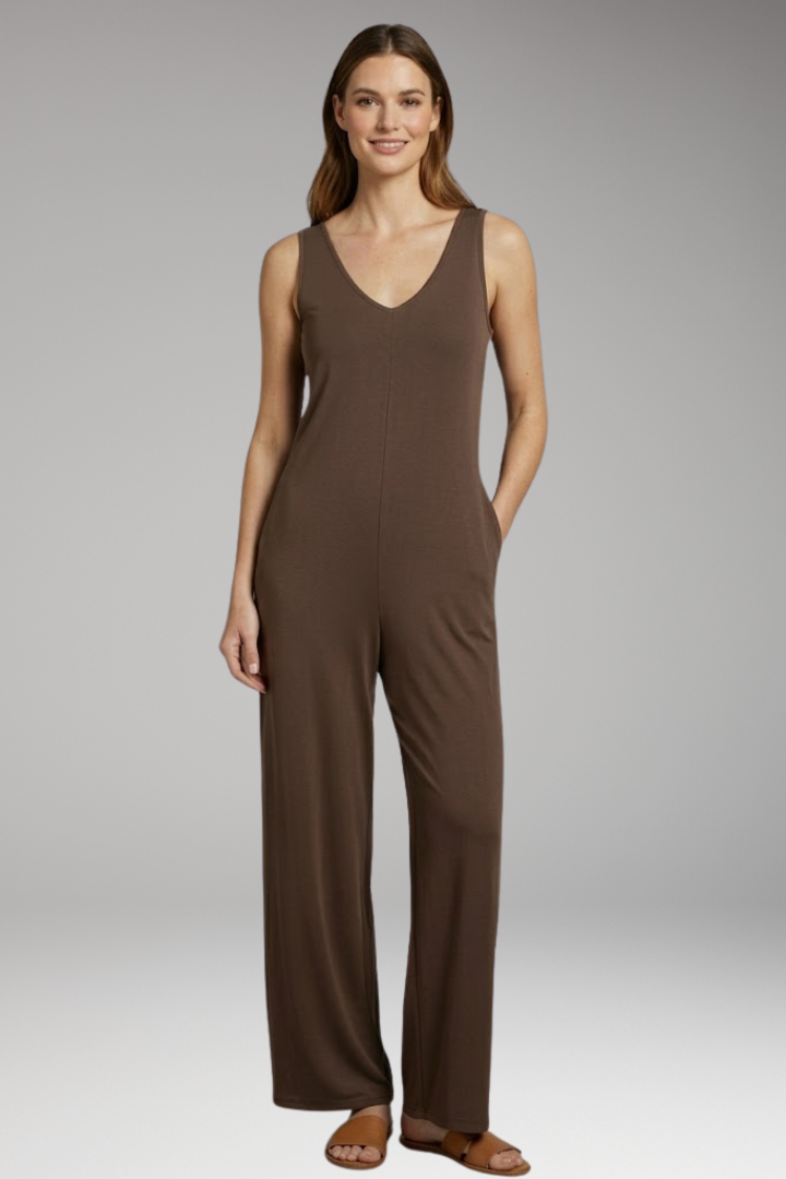 Women's Jumpsuit with Sleeveless Design and Side Pockets