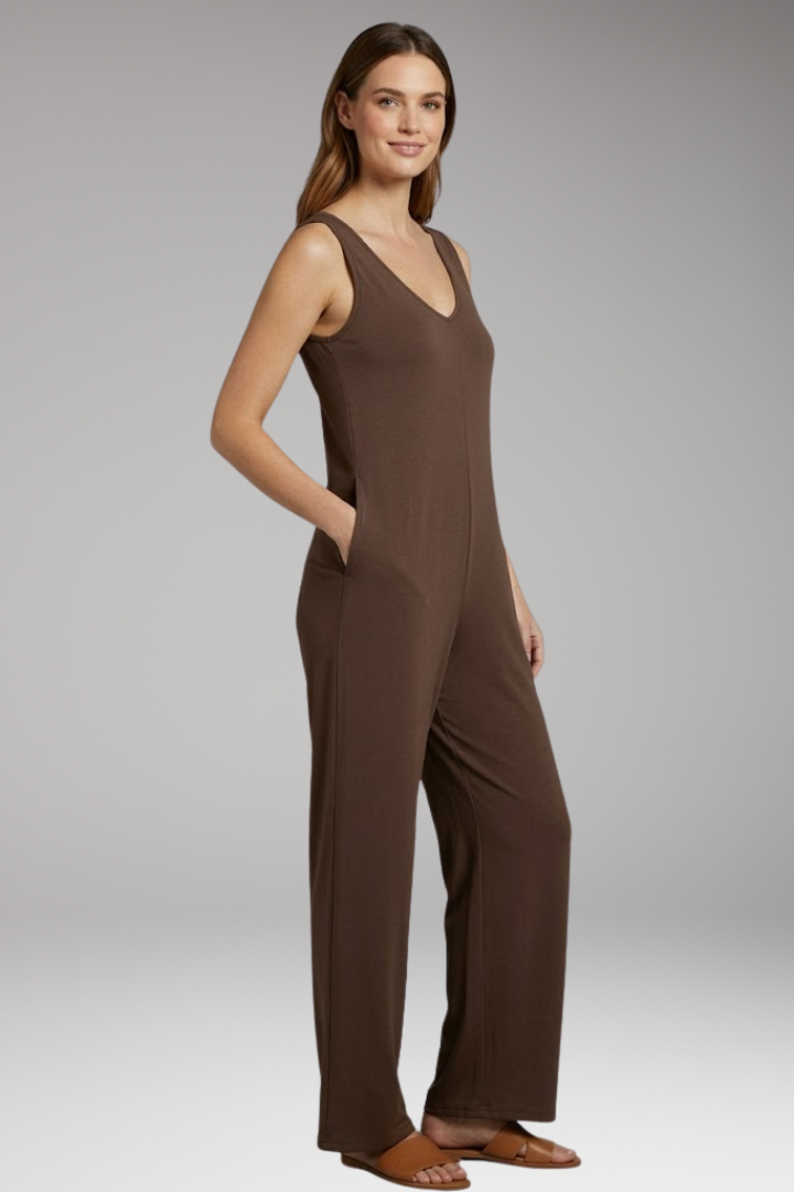 Women's Jumpsuit with Sleeveless Design and Side Pockets