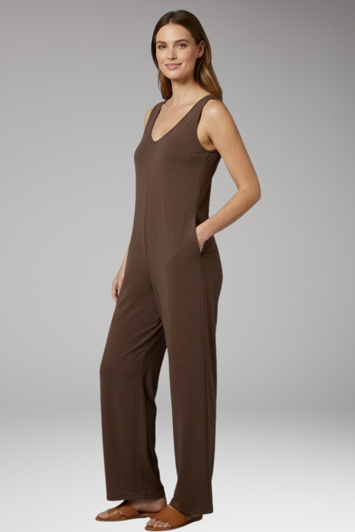 Women's Jumpsuit with Sleeveless Design and Side Pockets