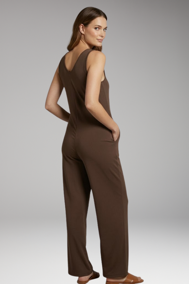 Women's Jumpsuit with Sleeveless Design and Side Pockets