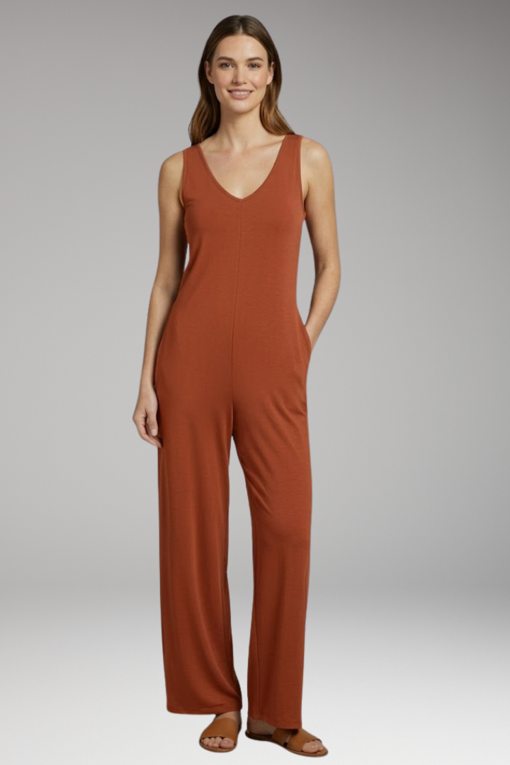 Women's Jumpsuit with Sleeveless Design and Side Pockets
