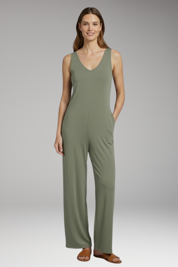 Women's Jumpsuit with Sleeveless Design and Side Pockets