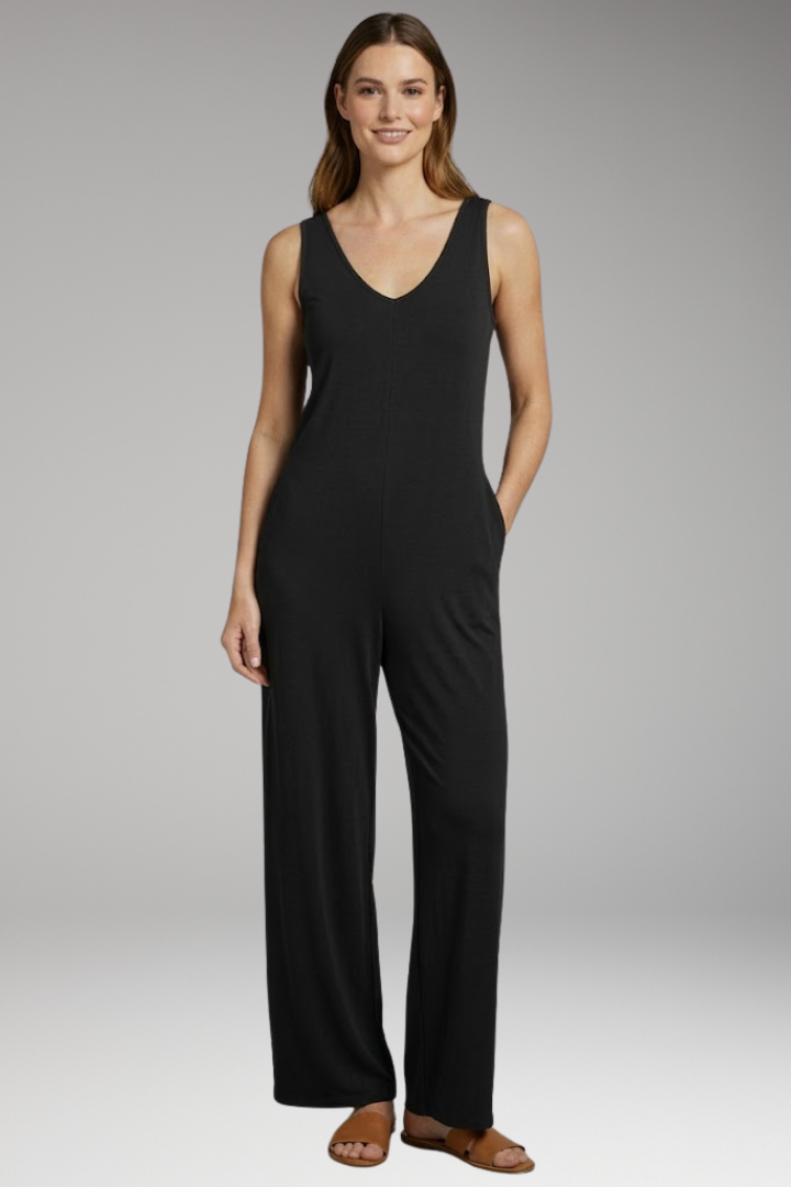Women's Jumpsuit with Sleeveless Design and Side Pockets