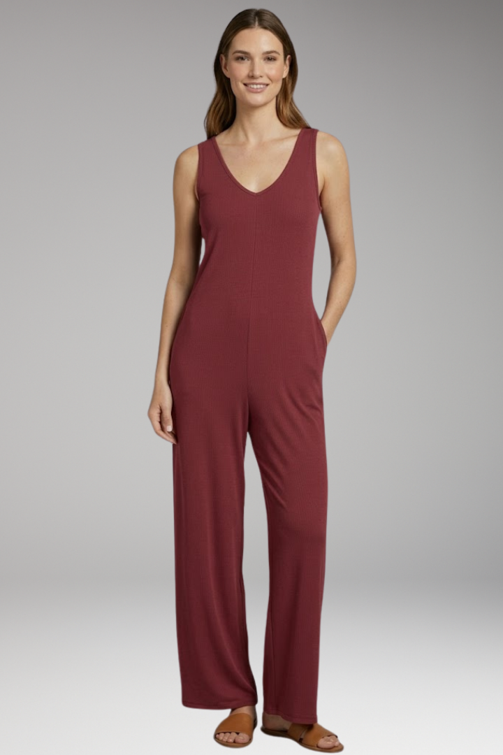 Women's Jumpsuit with Sleeveless Design and Side Pockets