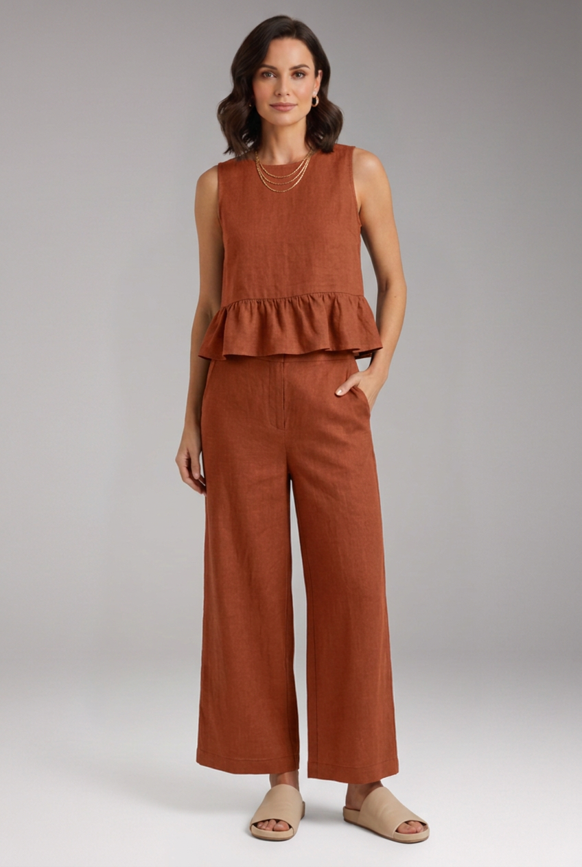 Women's Jumpsuit with Sleeveless Top and Wide Leg Trousers