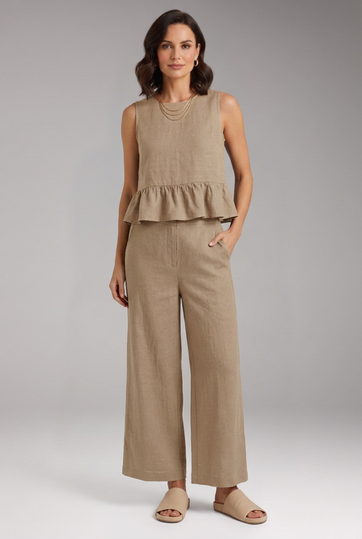 Women's Jumpsuit with Sleeveless Top and Wide Leg Trousers