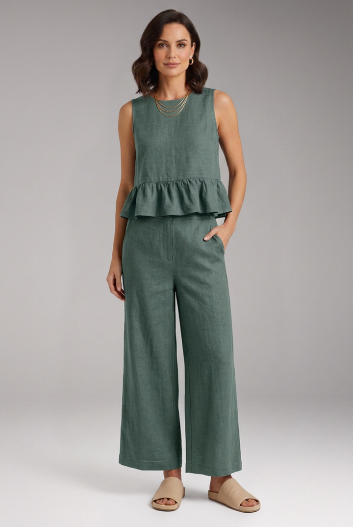 Women's Jumpsuit with Sleeveless Top and Wide Leg Trousers