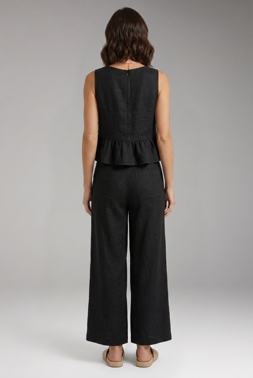 Women's Jumpsuit with Sleeveless Top and Wide Leg Trousers