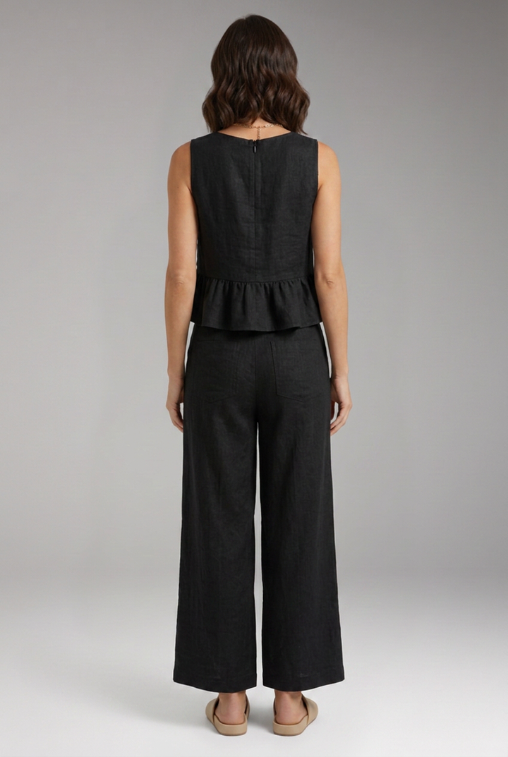 Women's Jumpsuit with Sleeveless Top and Wide Leg Trousers