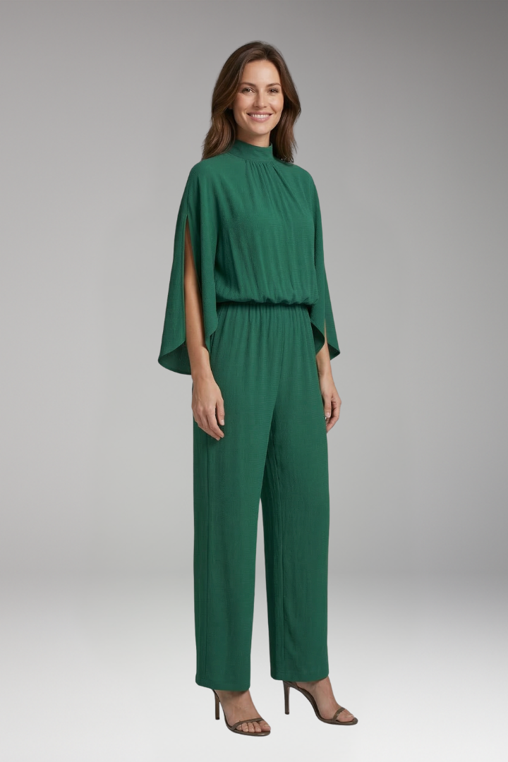 Women's Jumpsuit with Stand Collar and Wide Legs