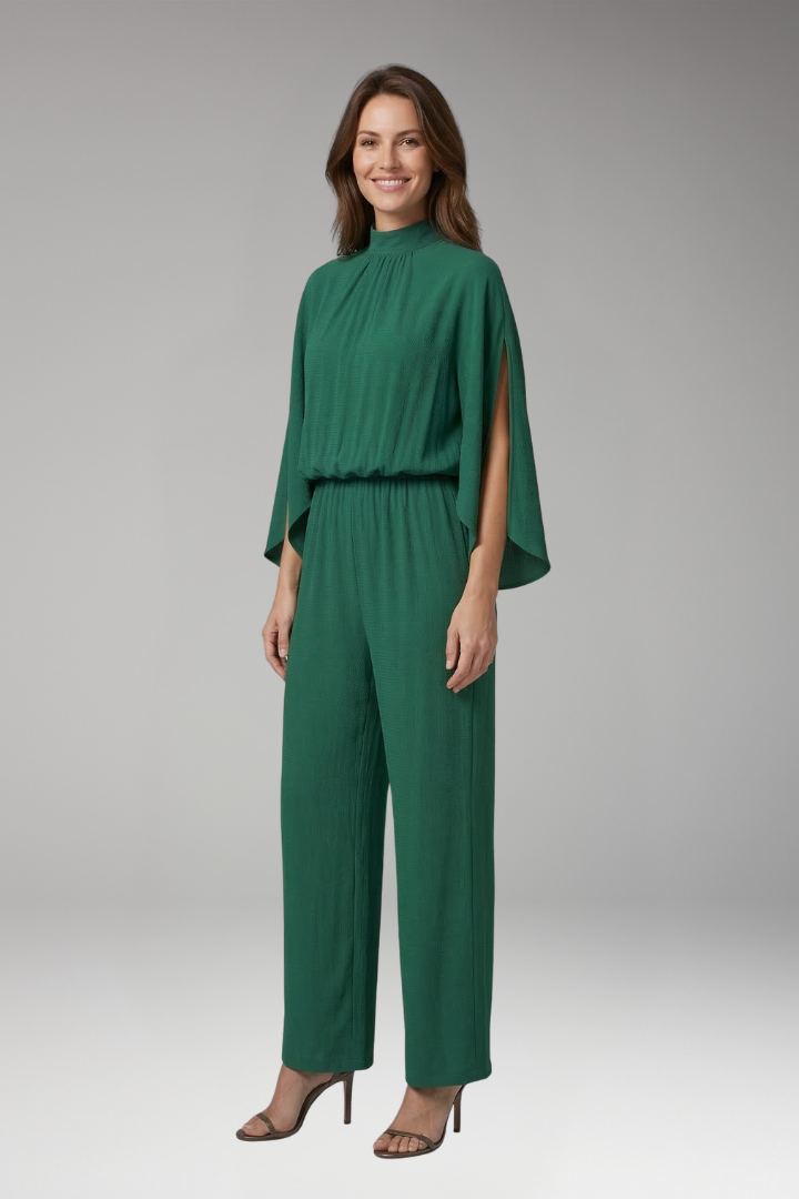 Women's Jumpsuit with Stand Collar and Wide Legs