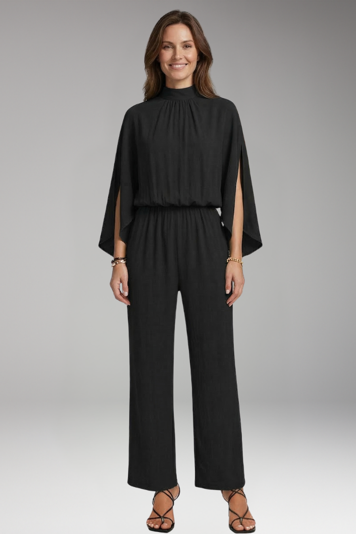 Women's Jumpsuit with Stand Collar and Wide Legs