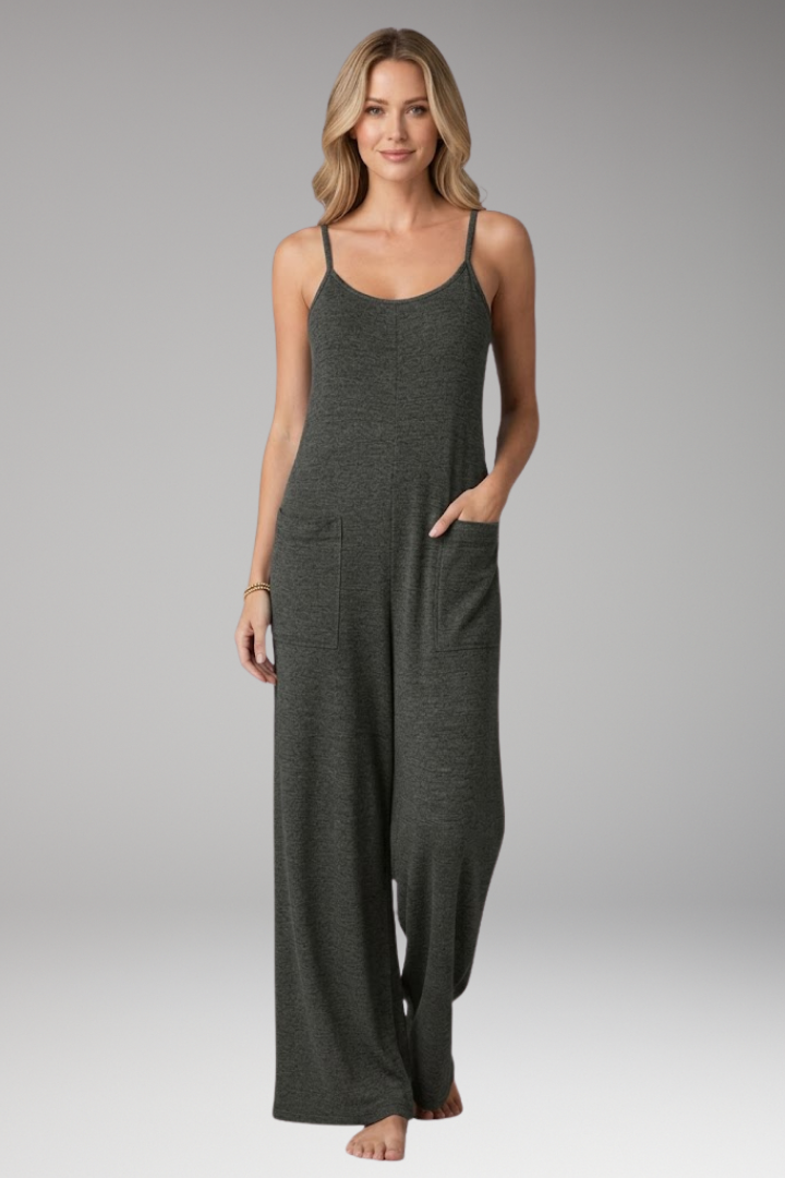 Women's Jumpsuit with Strap Top and Side Pockets