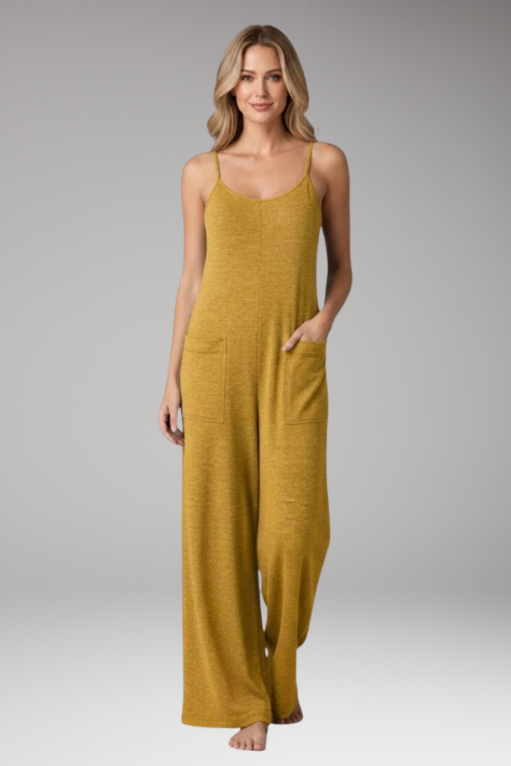 Women's Jumpsuit with Strap Top and Side Pockets