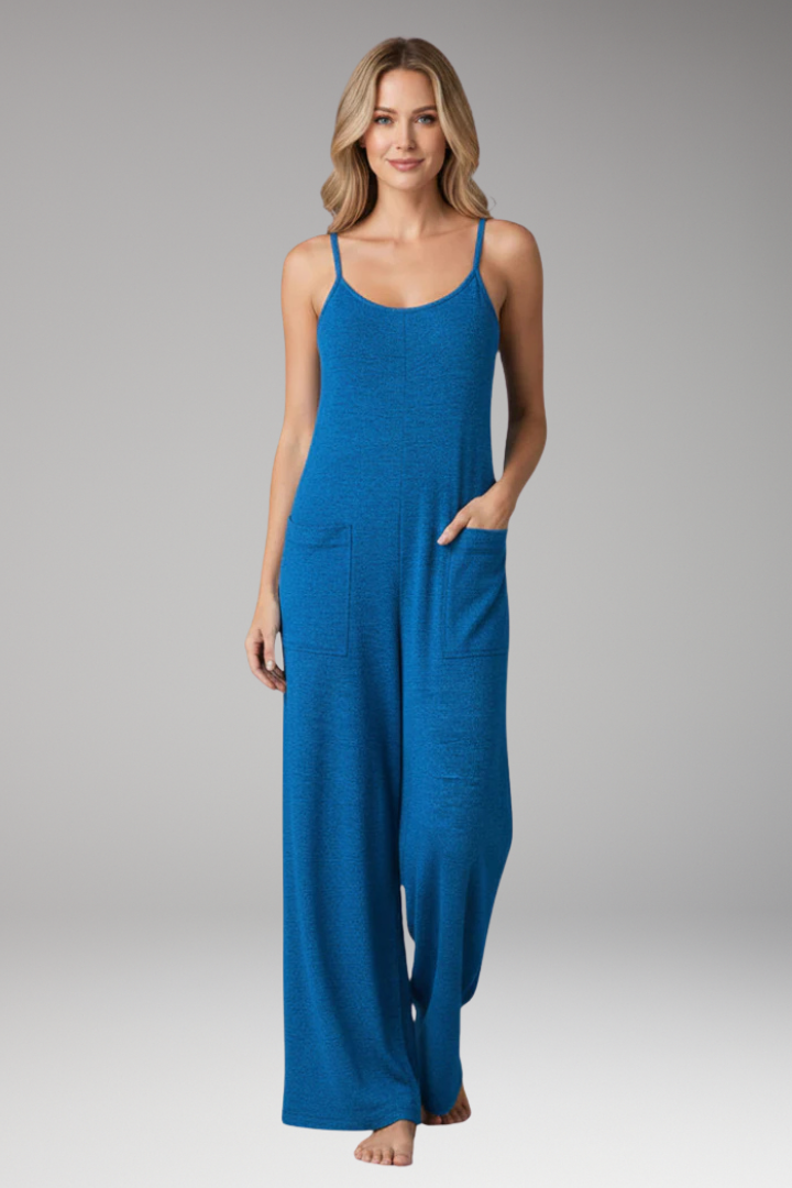 Women's Jumpsuit with Strap Top and Side Pockets