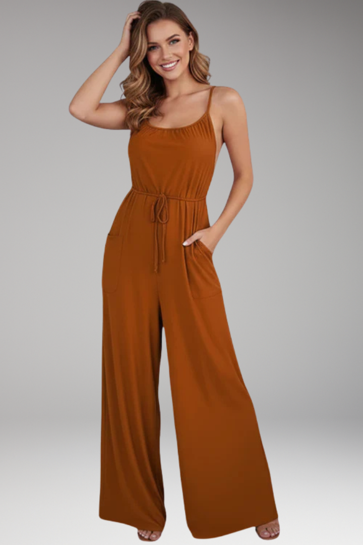Women's Jumpsuit with Strap Top and Wide Legs