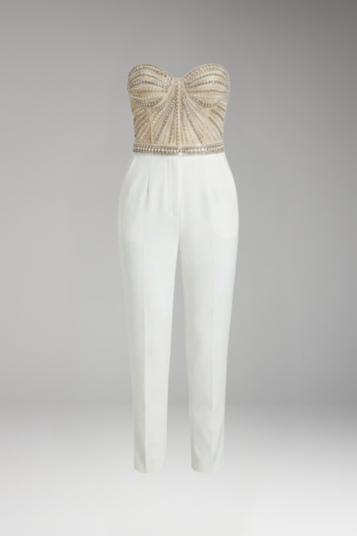 Women's Jumpsuit with Strapless Bodice and Straight Legs
