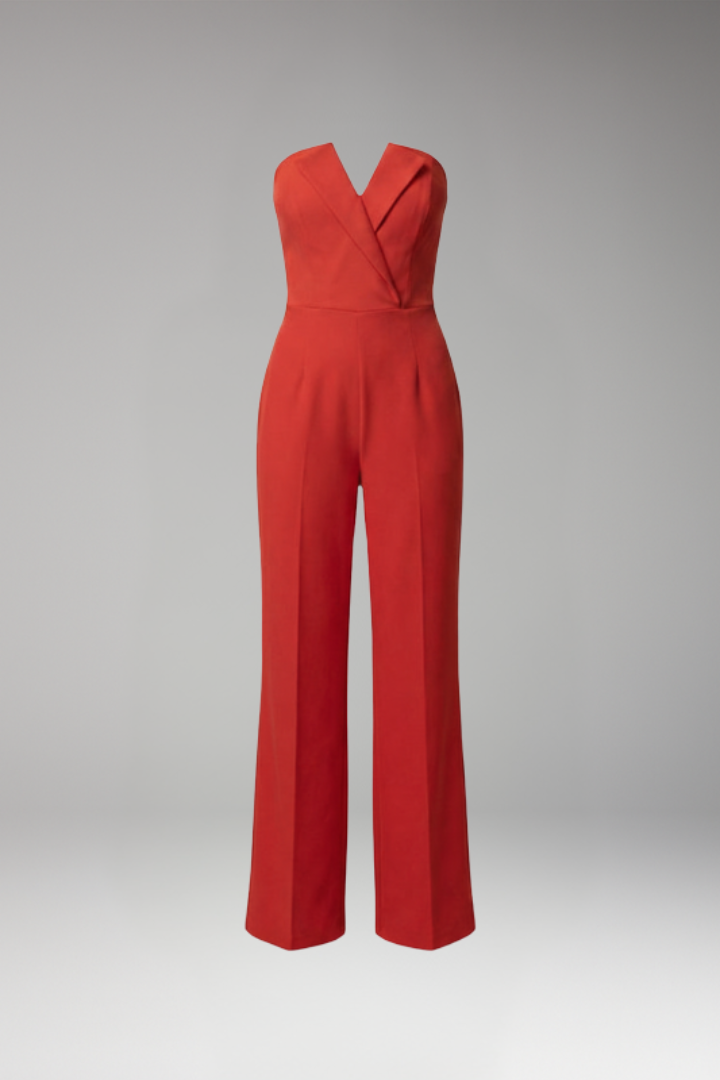 Women's Jumpsuit with Strapless Neckline and Wide Legs