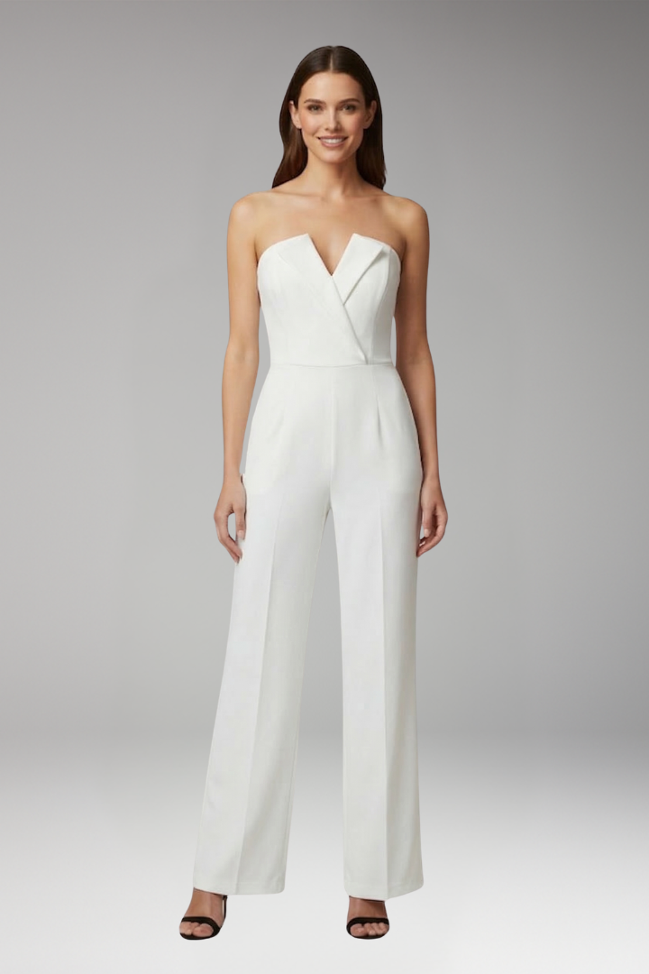 Women's Jumpsuit with Strapless Neckline and Wide Legs