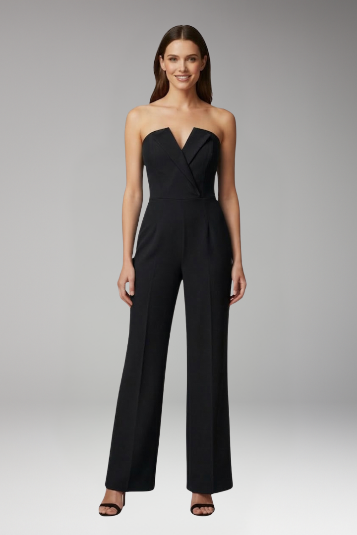 Women's Jumpsuit with Strapless Neckline and Wide Legs