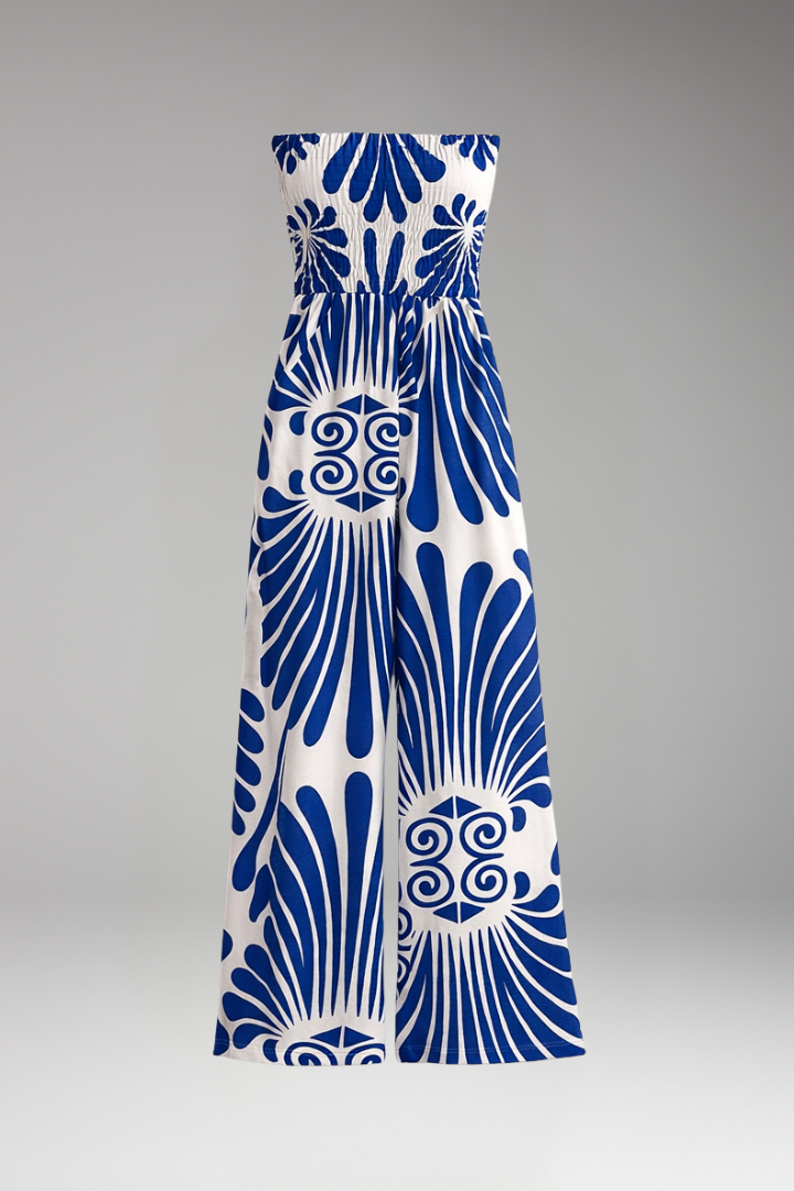 Women's Jumpsuit with Strapless Neckline and Wide Legs