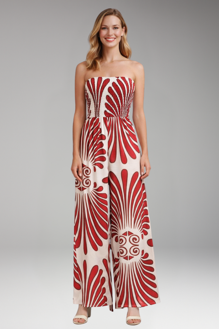 Women's Jumpsuit with Strapless Neckline and Wide Legs