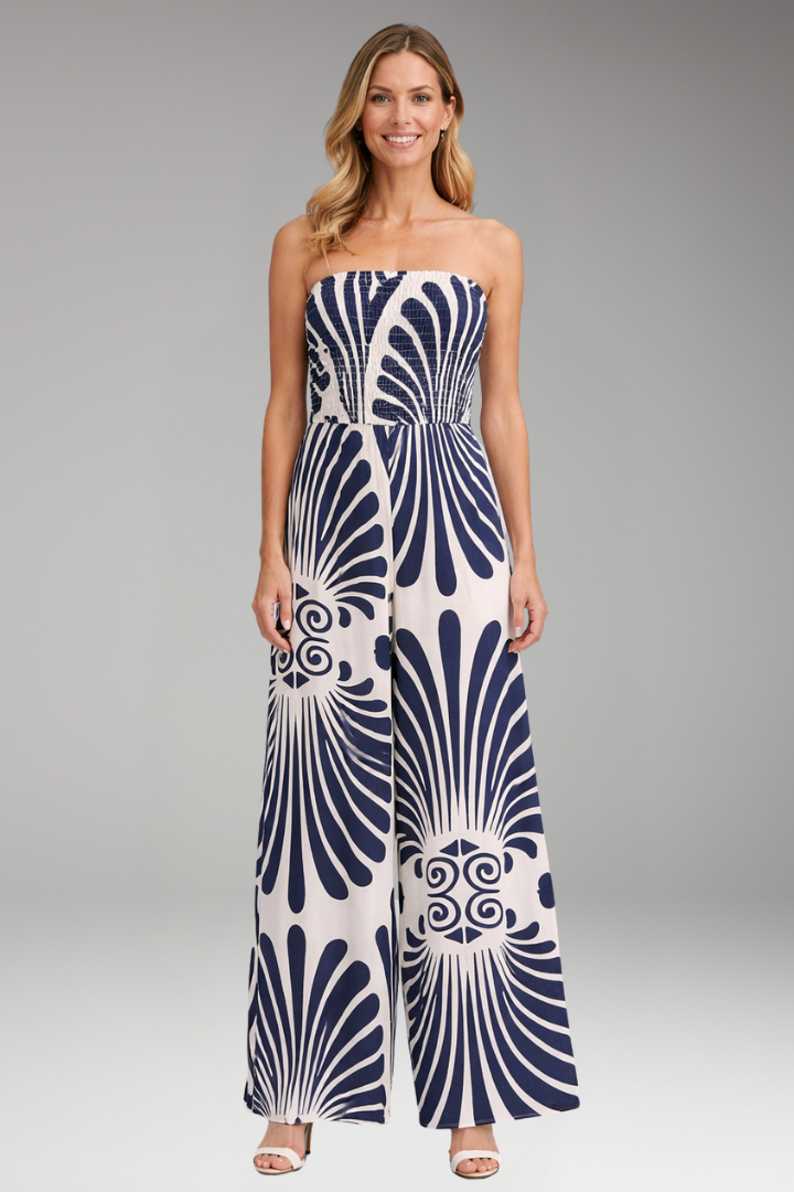 Women's Jumpsuit with Strapless Neckline and Wide Legs