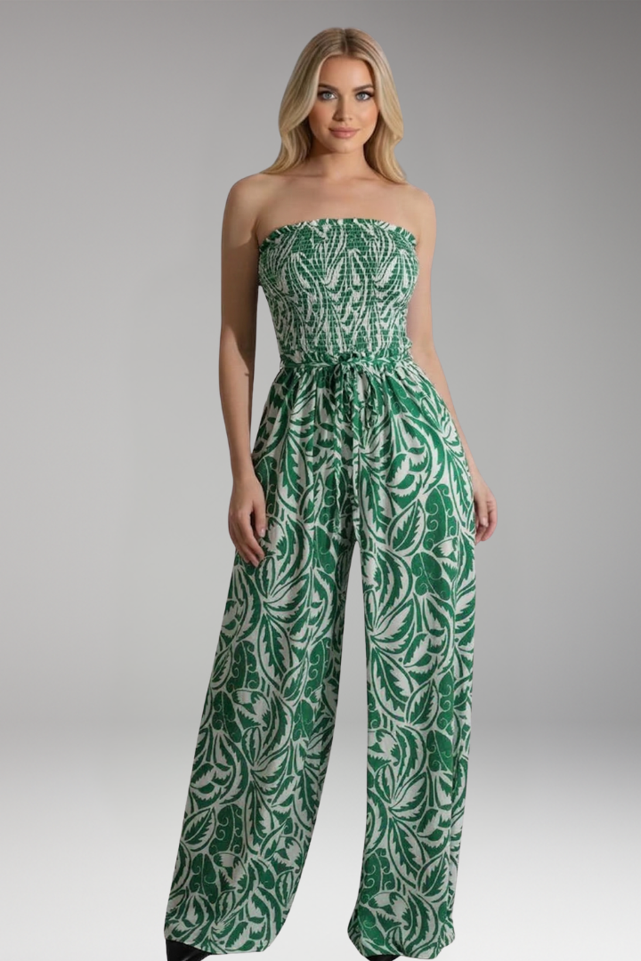 Women's Jumpsuit with Strapless Top and Drawstring Waist