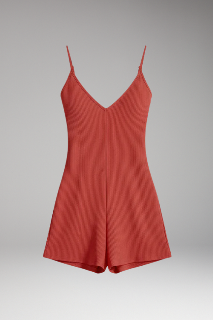 Women's Jumpsuit with V-Neck and Shoulder Straps